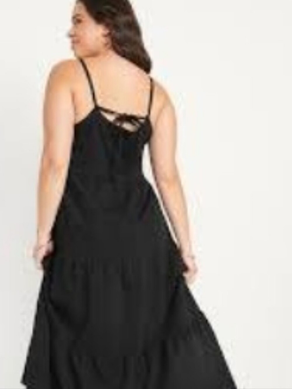 Old Navy Black Backless Tiered Maxi Dress with Tie Detail